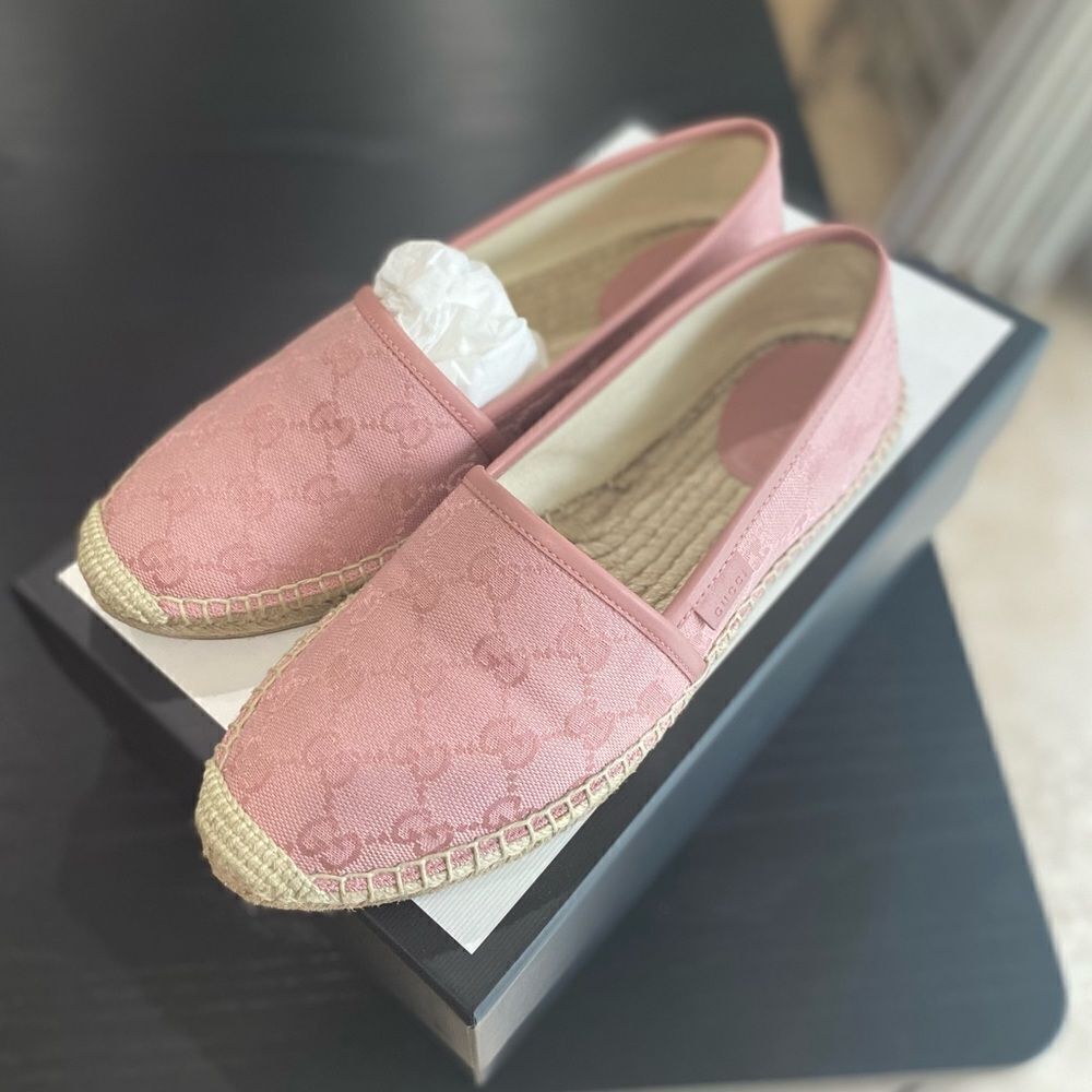 Gucci GG Canvas Pink Espadrilles Size 38